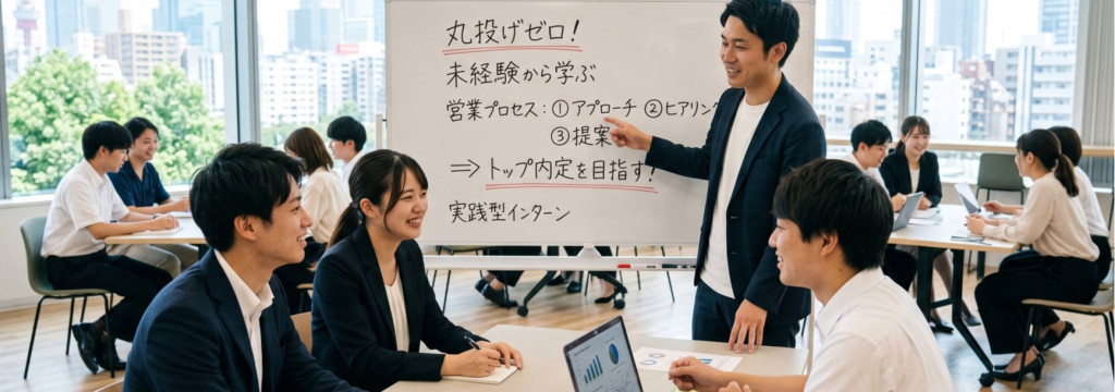株式会社MarvelWorksの【お盆休み中に情報収集】1・2年生歓迎＆丸投げゼロ！未経験の営業から順に学び、トップ内定を目指す実践型インターンのカバー画像
