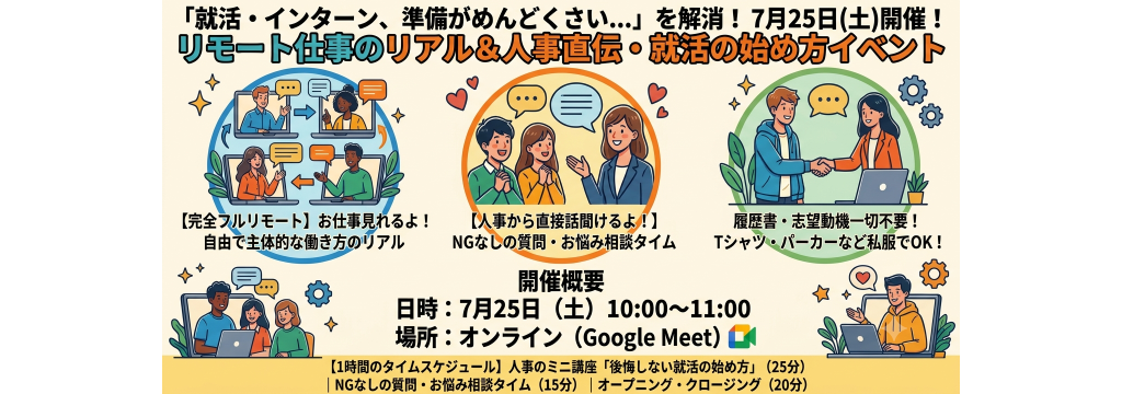 合同会社エビデンスマーケティングの【１時間の限定イベント】人事が直伝｜もう迷わない！就活＆インターンの始め方講座のカバー画像