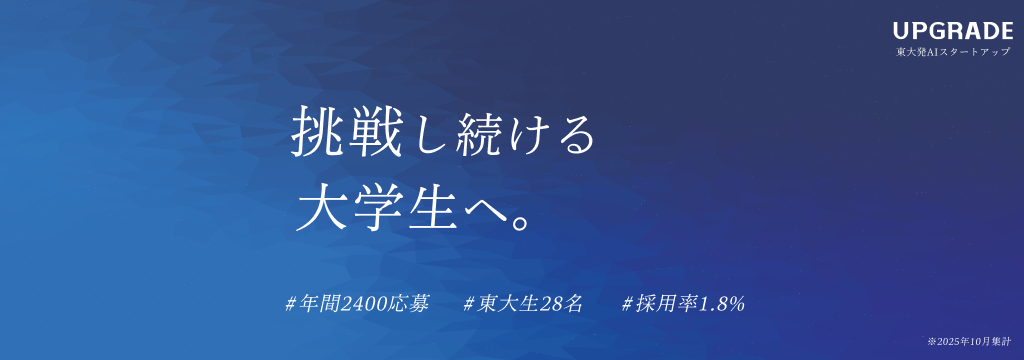 株式会社アップグレードの【採用率1.7% | 東大28名在籍】選抜制インターン｜コンサルティング部門のカバー画像